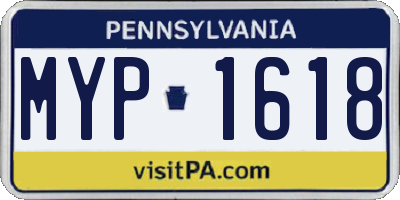 PA license plate MYP1618