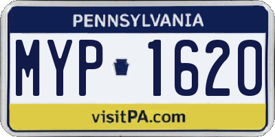 PA license plate MYP1620