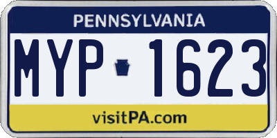 PA license plate MYP1623