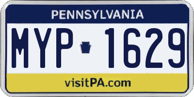 PA license plate MYP1629