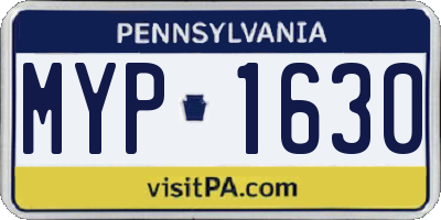 PA license plate MYP1630