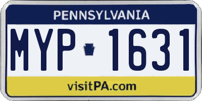 PA license plate MYP1631