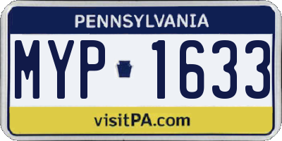 PA license plate MYP1633