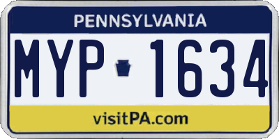PA license plate MYP1634