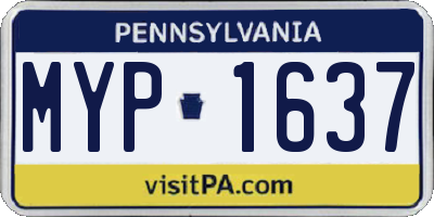 PA license plate MYP1637