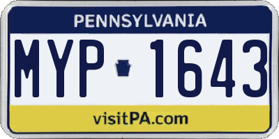 PA license plate MYP1643