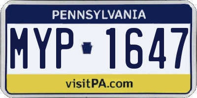 PA license plate MYP1647