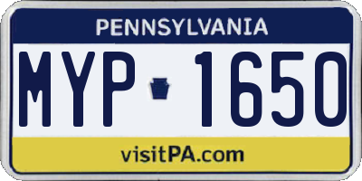 PA license plate MYP1650