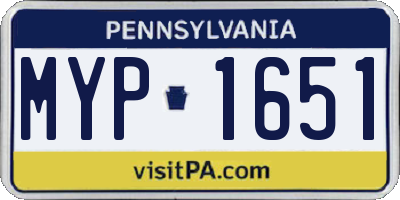 PA license plate MYP1651