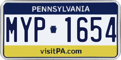 PA license plate MYP1654