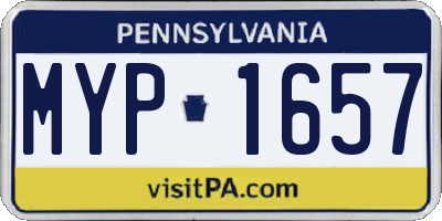 PA license plate MYP1657