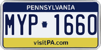 PA license plate MYP1660