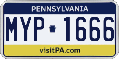 PA license plate MYP1666
