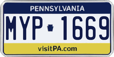 PA license plate MYP1669