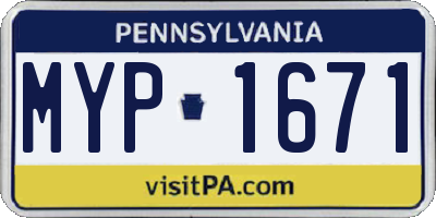 PA license plate MYP1671