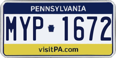 PA license plate MYP1672
