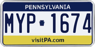 PA license plate MYP1674