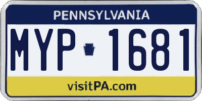 PA license plate MYP1681