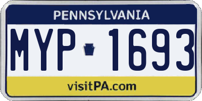 PA license plate MYP1693