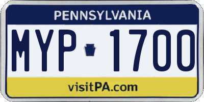 PA license plate MYP1700