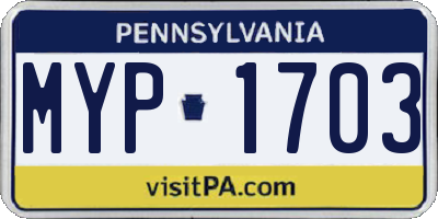 PA license plate MYP1703