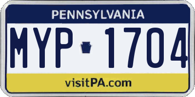PA license plate MYP1704