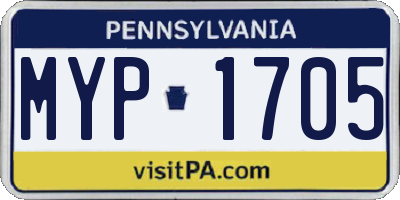 PA license plate MYP1705