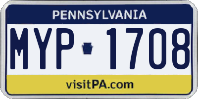 PA license plate MYP1708