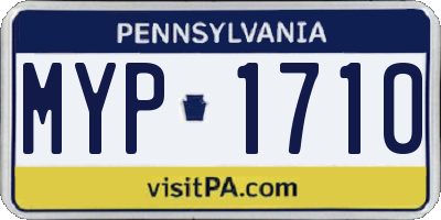 PA license plate MYP1710