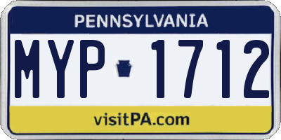 PA license plate MYP1712