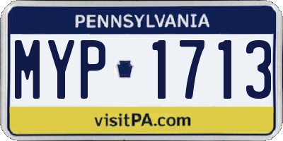 PA license plate MYP1713