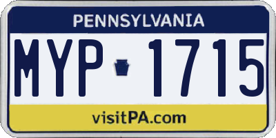 PA license plate MYP1715