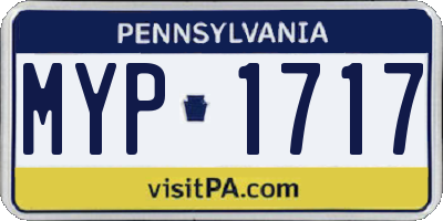 PA license plate MYP1717