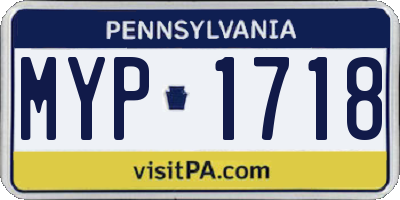 PA license plate MYP1718