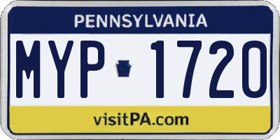 PA license plate MYP1720