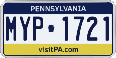 PA license plate MYP1721