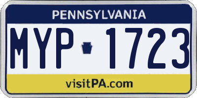 PA license plate MYP1723