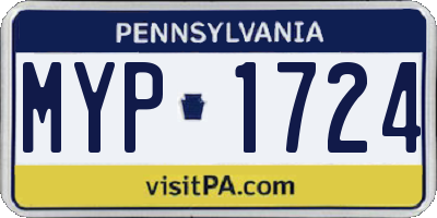 PA license plate MYP1724