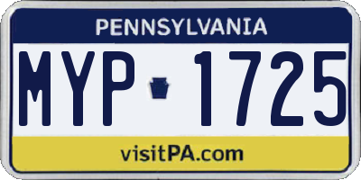 PA license plate MYP1725