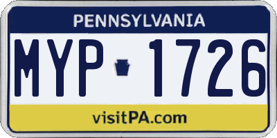PA license plate MYP1726