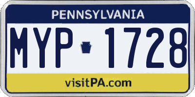 PA license plate MYP1728