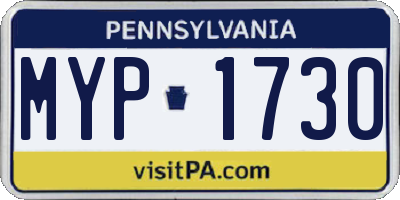PA license plate MYP1730