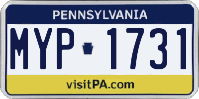 PA license plate MYP1731