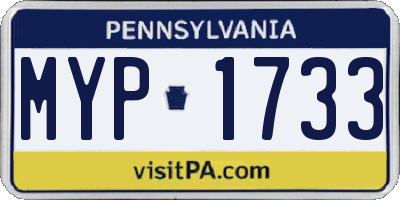 PA license plate MYP1733