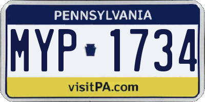 PA license plate MYP1734