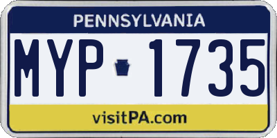 PA license plate MYP1735