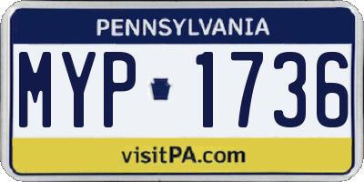 PA license plate MYP1736