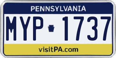 PA license plate MYP1737