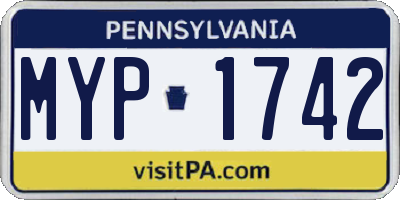 PA license plate MYP1742