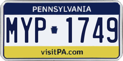 PA license plate MYP1749